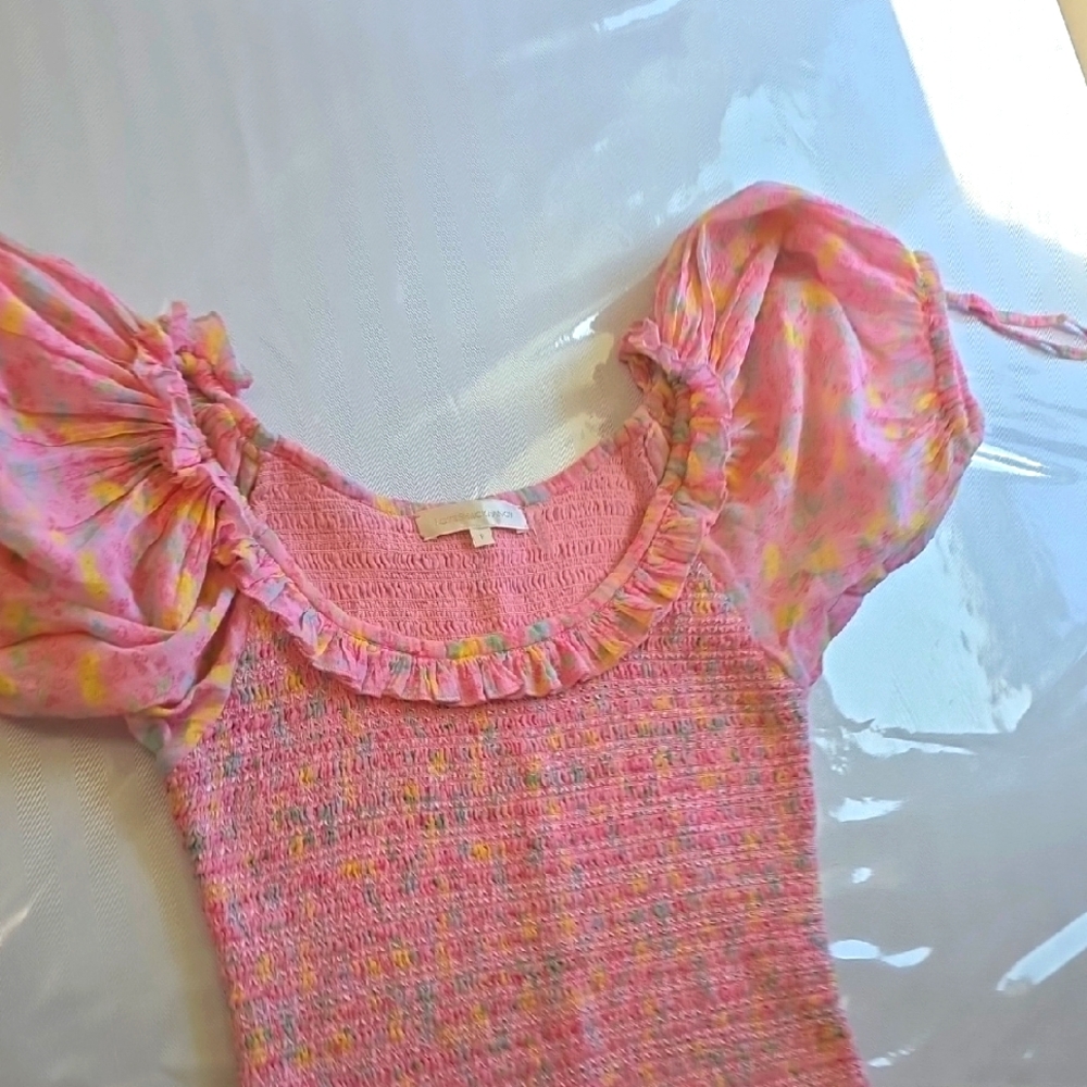 LoveShackFancy Pink Floral Smocked Mini Dress - Picture 7 of 13
